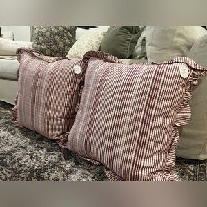 SET OF TWO VIRAL 24"x24" Uneven Plaid with Ruffle Pillow Threshold Studio McGee